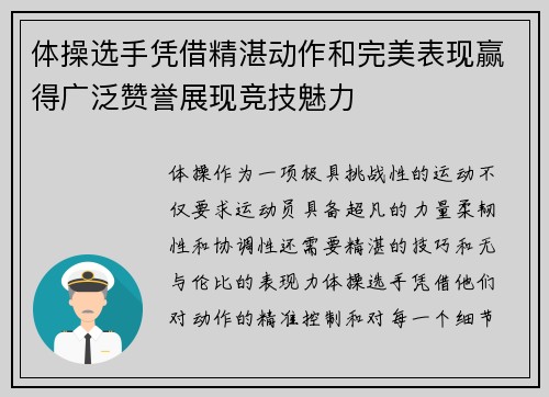 体操选手凭借精湛动作和完美表现赢得广泛赞誉展现竞技魅力